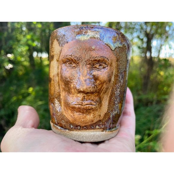 Vintage Creepy Man Face Art Pottery Coffee/tea mug cup - Picture 4 of 14